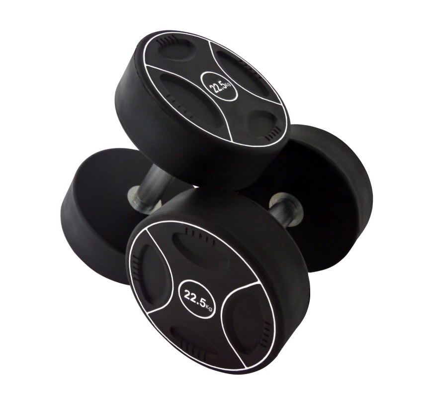 Compact dumbbell set with PU coating