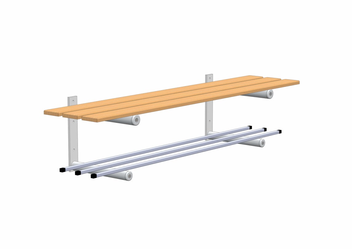 rontec® Changing Room Bench with Shoe Shelf, Wall-mounted