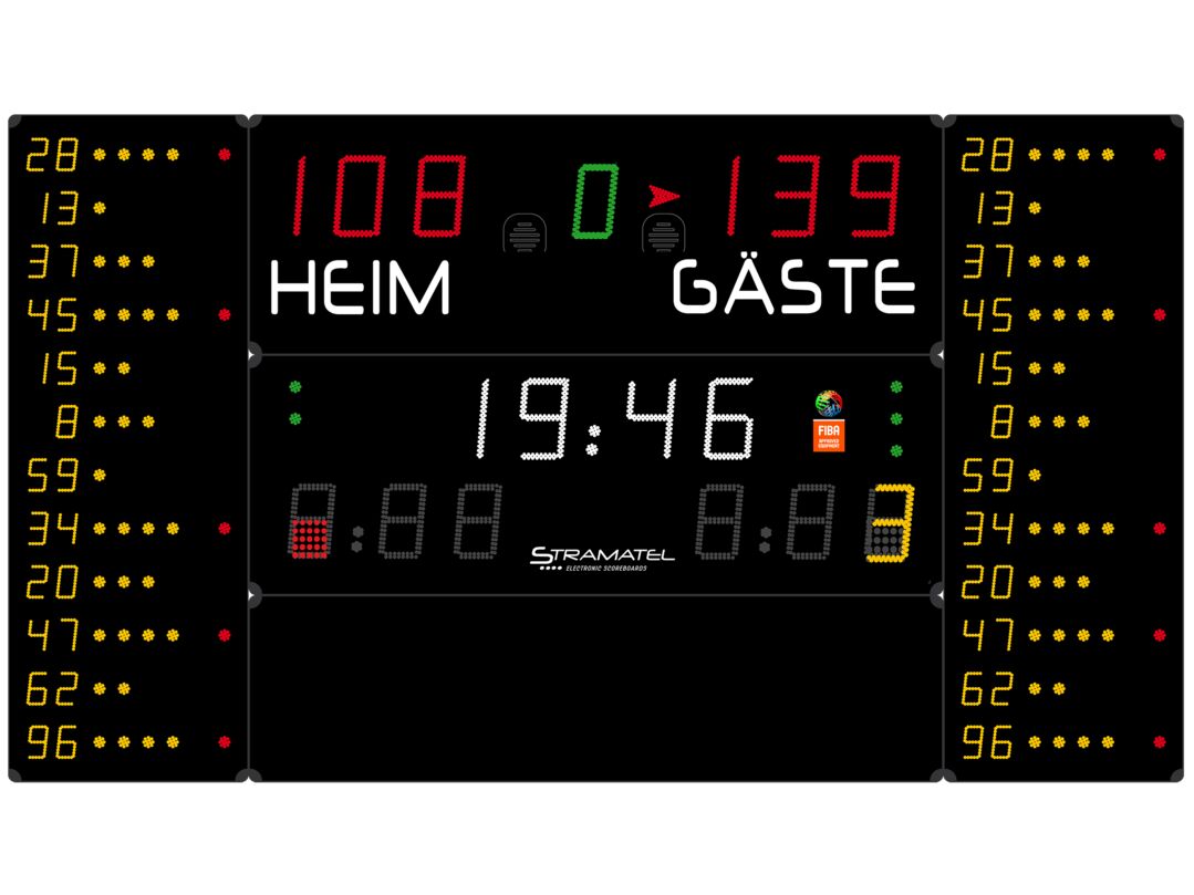 Stramatel® Multisport Super Pro Indoor Scoreboard, Five Modules