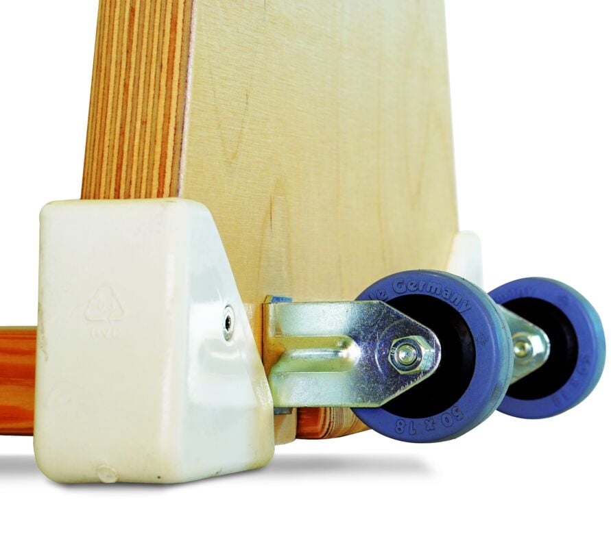 Transport wheels for gymnastics benches