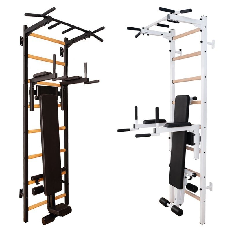BenchK® Wall Bars 223 with Pull-Up Bar, Dip Bars & Training Bench