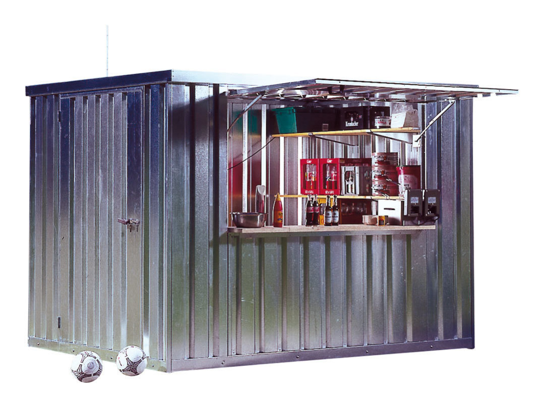 Unloading using a truck-mounted crane for material containers