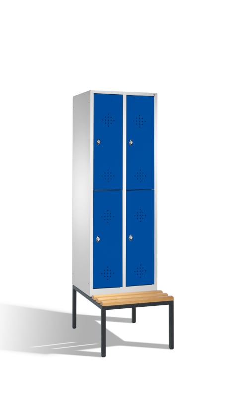 C+P® Z-Garderobe cabinet, with built-in seating bench.