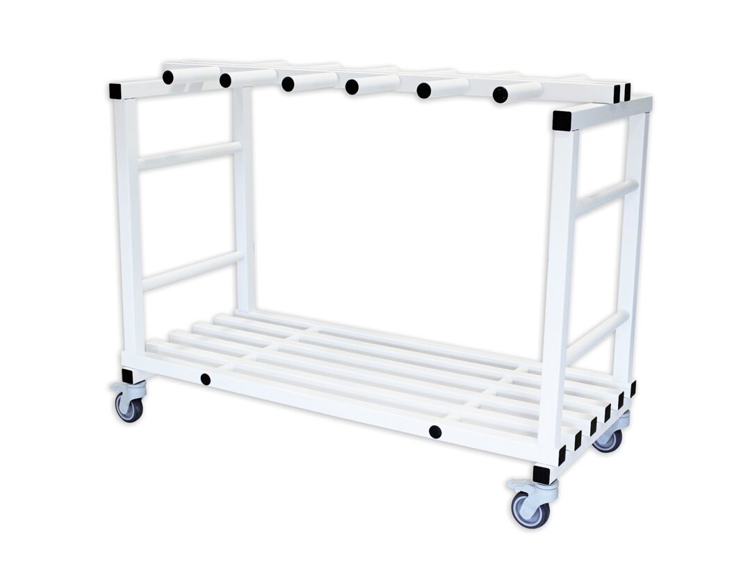 Storage cart for swim belts, single tier