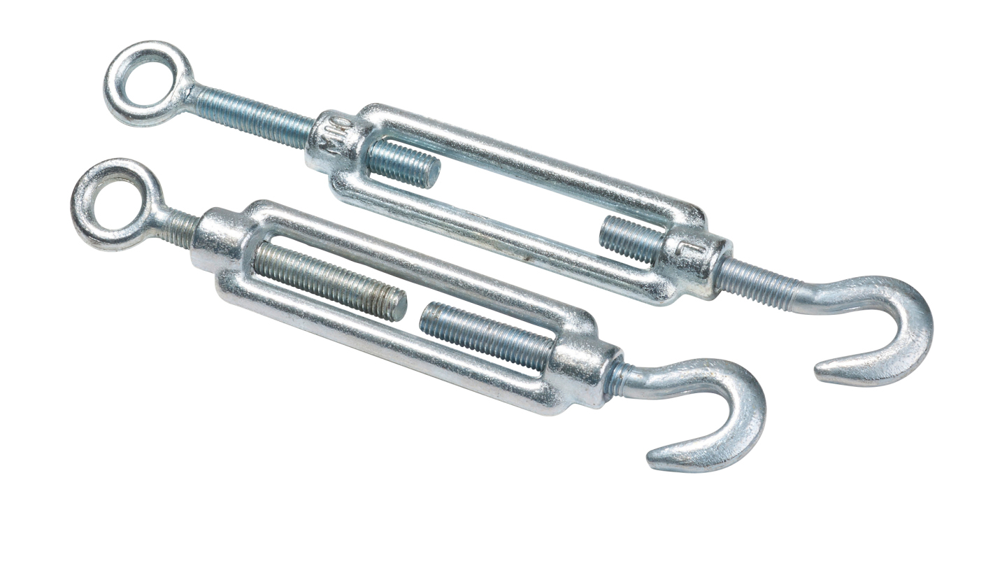 Turnbuckle M10 with hook + eye for safety nets