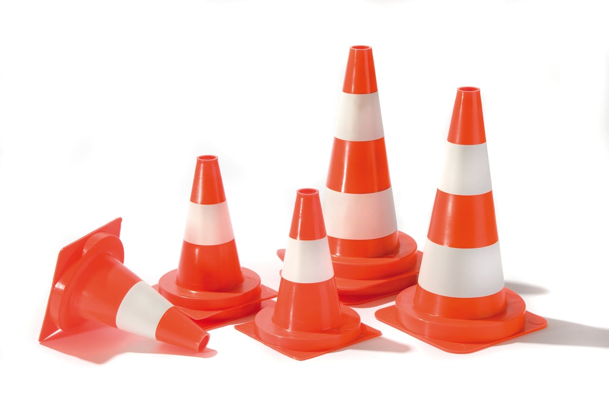 PVC marking cones with stripes