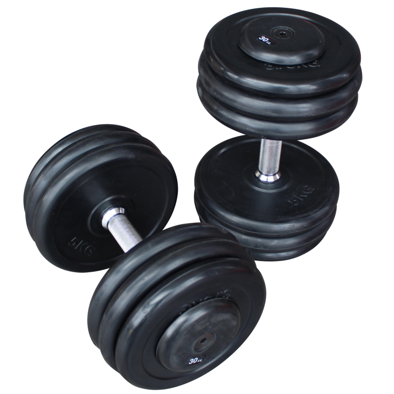 Compact dumbbells rubberized, 32.5 kg