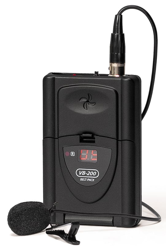 VHF pocket transmitter with lapel microphone