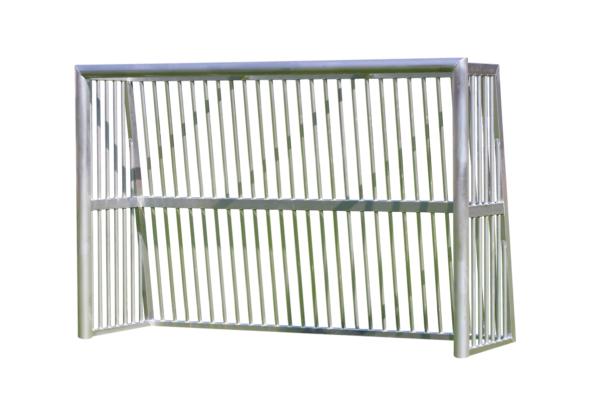 Aluminum soccer goal 3 x 2 m, noise-reduced with sand filling.