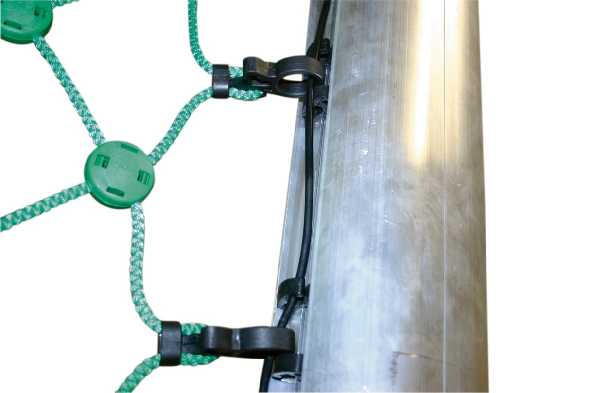 Bolzplatz goal net with steel reinforcement