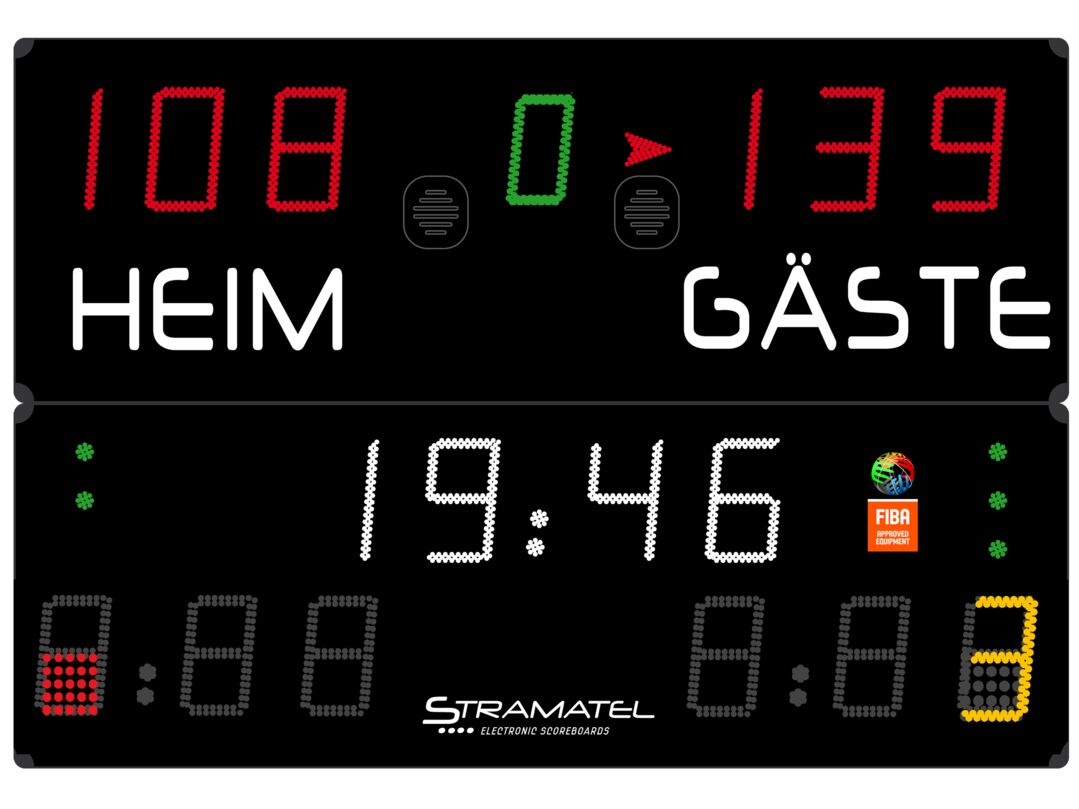 Stramatel® Multisport Super Pro Indoor Scoreboard, Two Modules