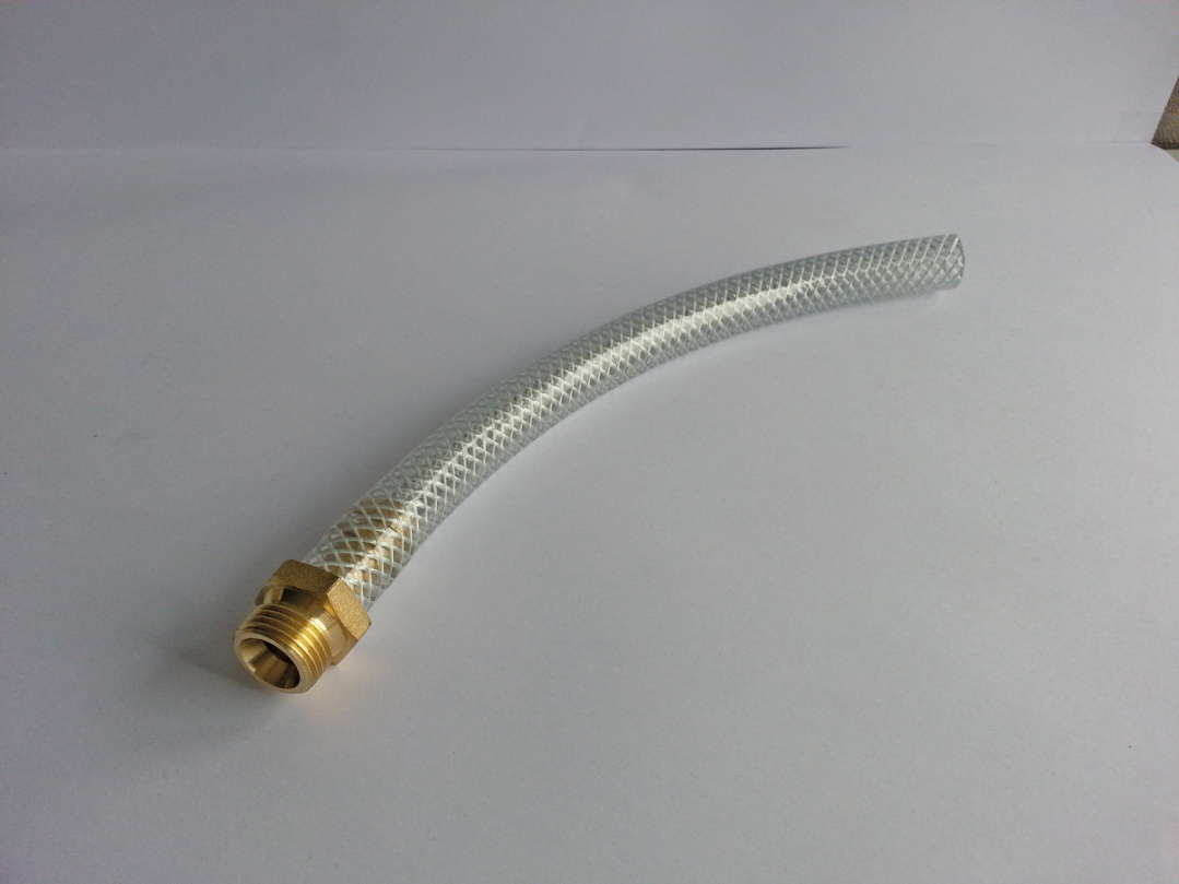 Drain hose for water bath, with connector