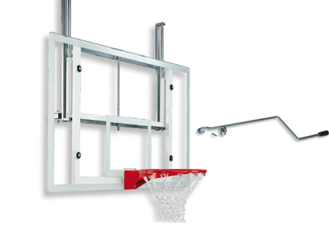 Height adjustment for basketball wall and ceiling mount