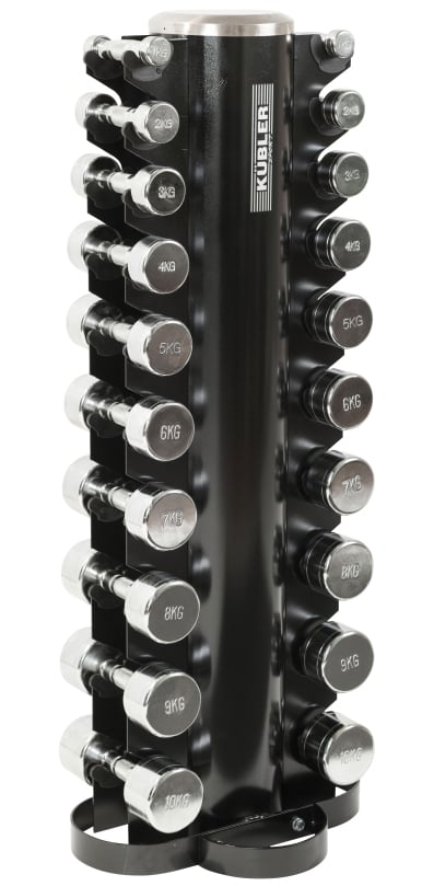 Chrome Dumbbell Set including Storage Rack