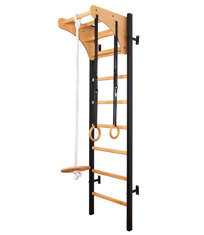 BenchK® Sprossenwand 211 with pull-up bar, rope & rings