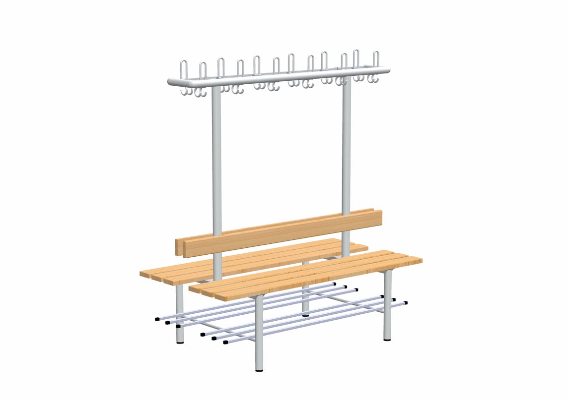 rontec® Changing bench with wardrobe and shoe rack, double-sided