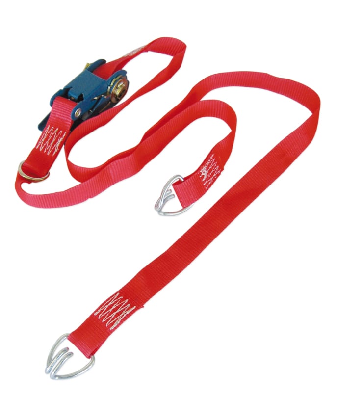 Belt and tensioning device with ratchet