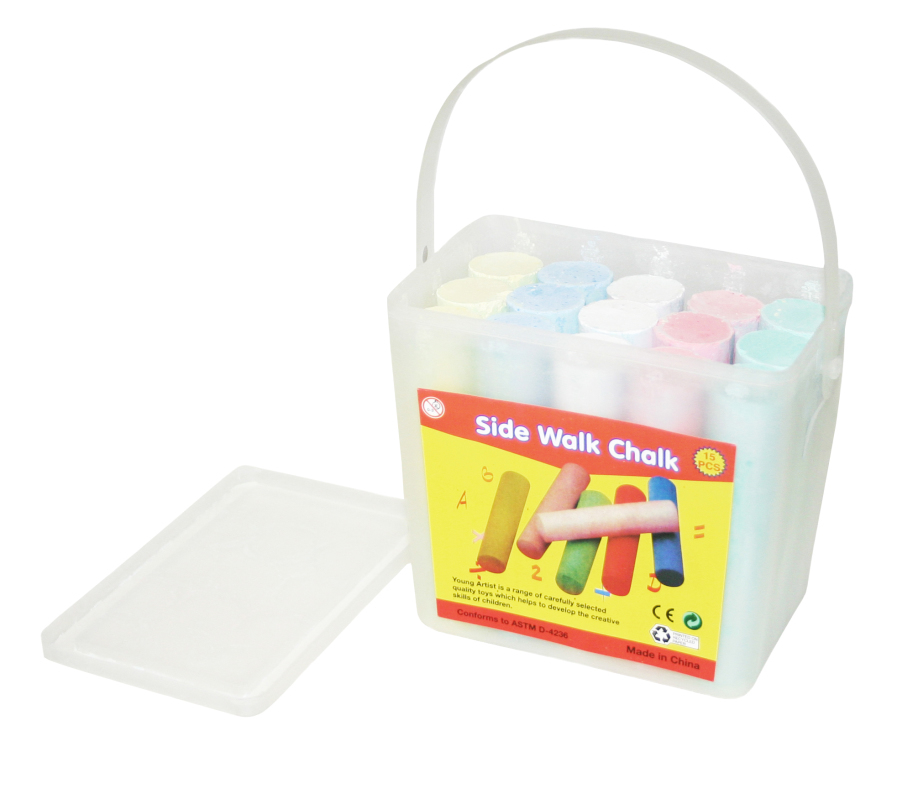 Sidewalk Chalk, 15-Piece Set in Carry Bucket