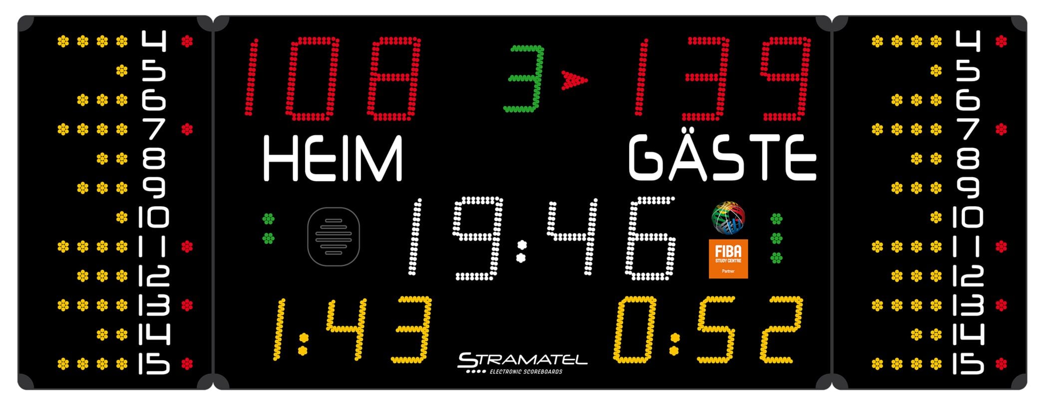 Stramatel® Multisport Pro Indoor Scoreboard, three modules