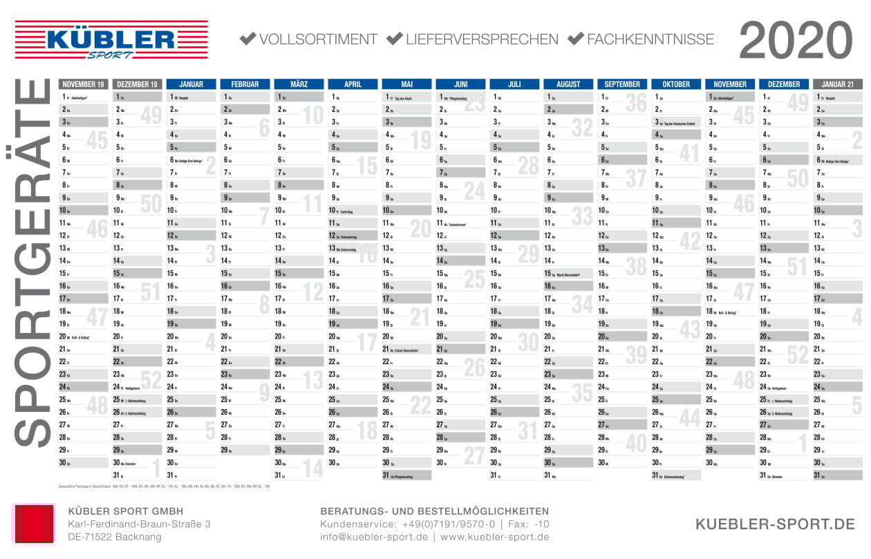 Kübler Sport® Wall Calendar