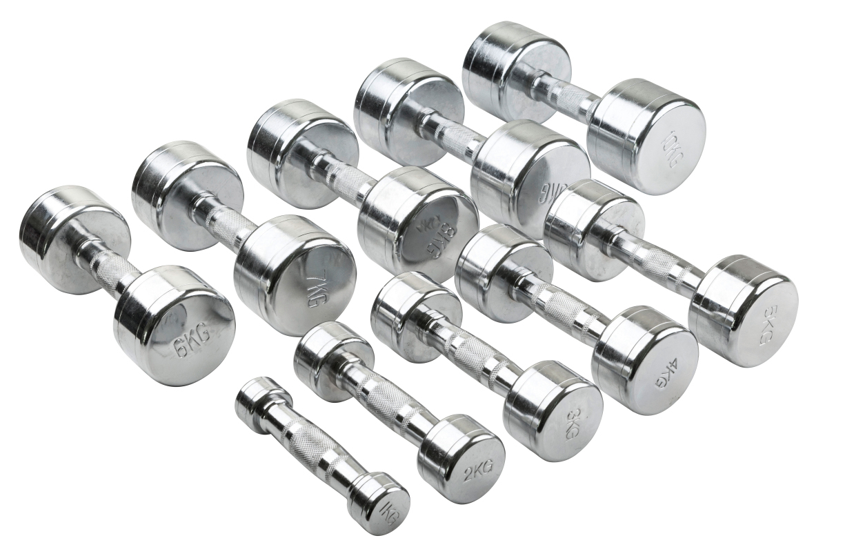 Chrome dumbbell set