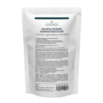 cosiMed® Disinfectant Wipes Refill Pack for Dispenser Canister, 120 Pieces
