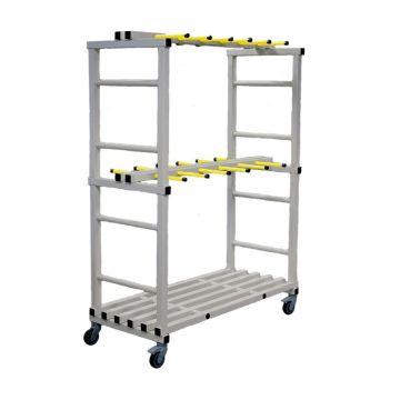 Storage cart for swim belts, two-tiered