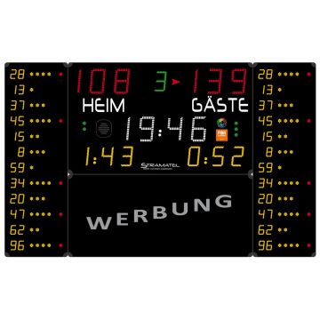 Stramatel® Multisport Pro Indoor Scoreboard, Four Modules