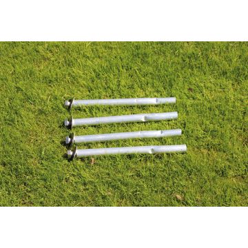 Ground anchor for steel soccer goal