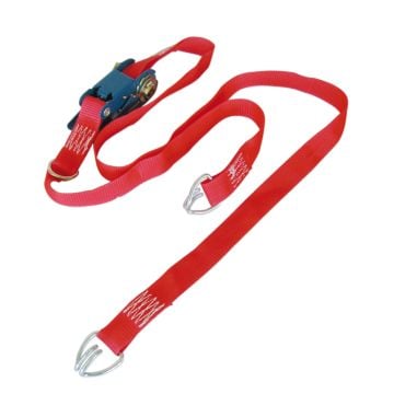 Belt and tensioning device with ratchet