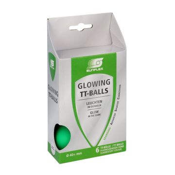 sunflex® Table Tennis Balls Glow in the Dark, Set of 6