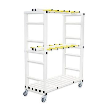 Storage cart for swim belts, two-tiered