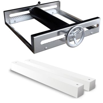 Roller adjustment box with compensating rails