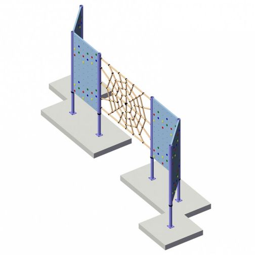 Kübler Sport® Outdoor Boulderwall made of polymer concrete with climbing net