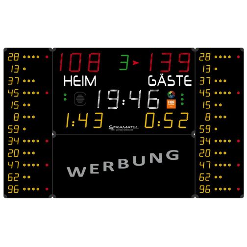 Stramatel® Multisport Pro Indoor Scoreboard, Four Modules