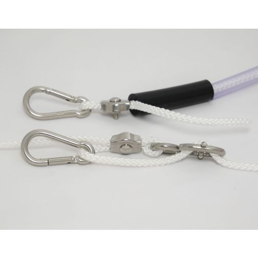 End fittings for custom swimming ropes