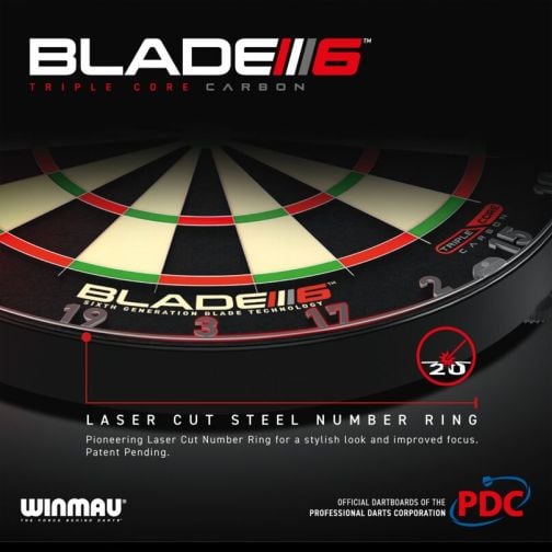 WINMAU® Dartboard Blade 6 Triple Core Carbon PDC