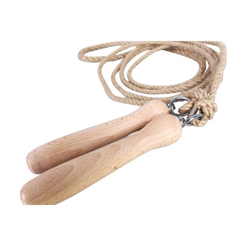 Jump rope with wooden handles