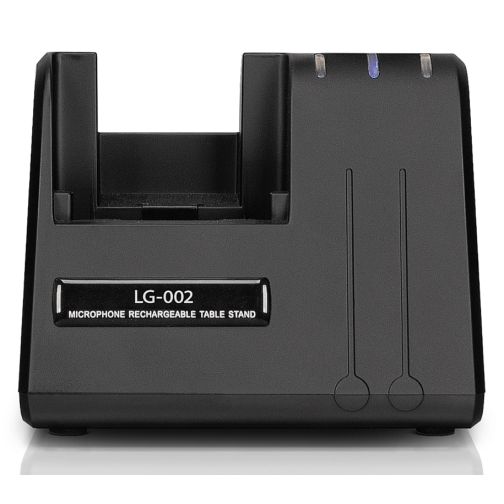 Charging station for VHF handheld microphone or bodypack transmitter