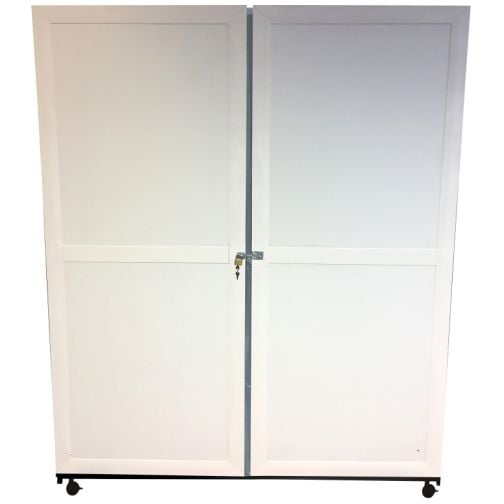 Three-piece mirror panel with rolling stand
