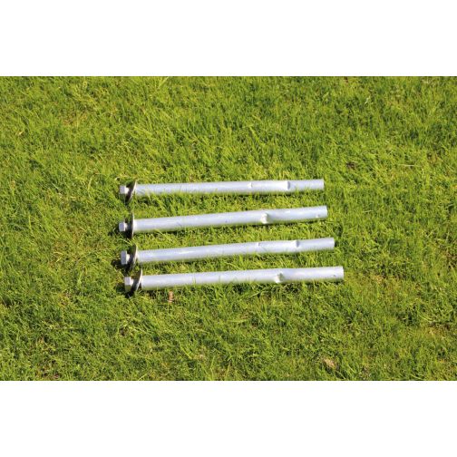 Ground anchor for steel soccer goal
