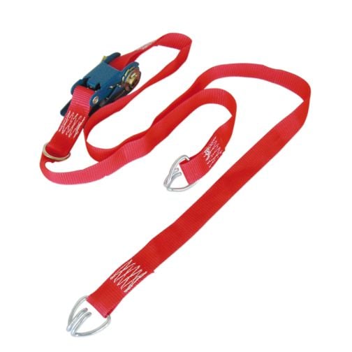 Belt and tensioning device with ratchet