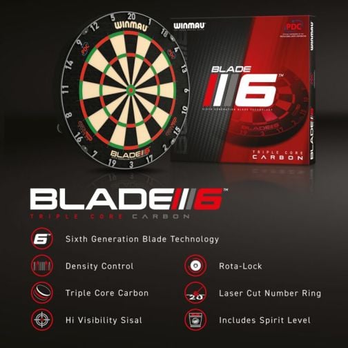 WINMAU® Dartboard Blade 6 Triple Core Carbon PDC
