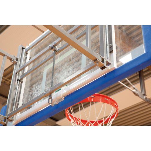 Height adjustment for basketball wall/ceiling mount