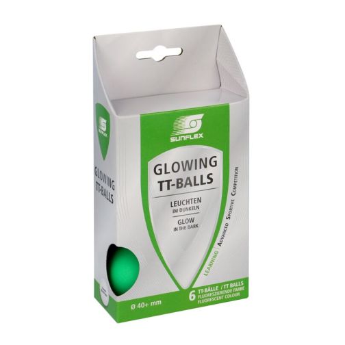 sunflex® Table Tennis Balls Glow in the Dark, Set of 6