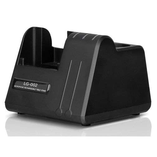 Charging station for VHF handheld microphone or bodypack transmitter