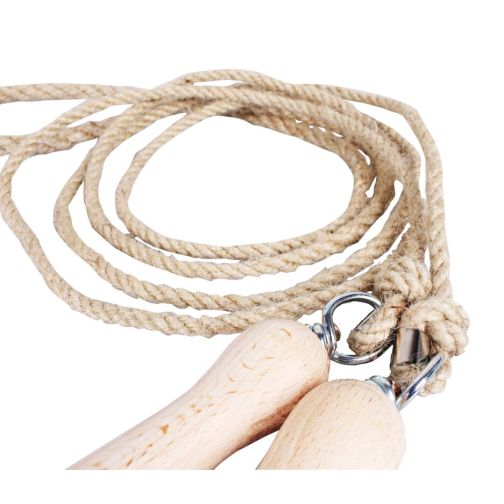Jump rope with wooden handles