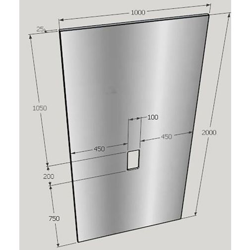 Wall mirror with cutout for ballet bar holder.