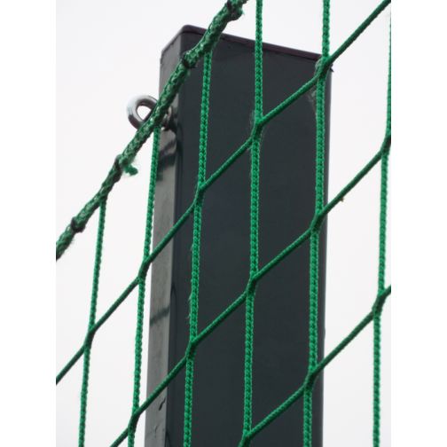 Steel ball catch fence system with wire mesh panels