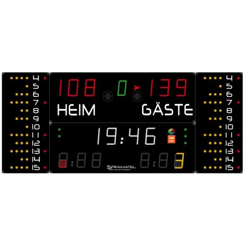 Stramatel® Multisport Super Pro Indoor Scoreboard, four modules